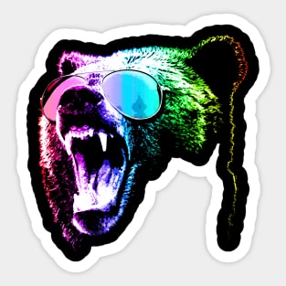 Rainbow Party Grizzly Bear Sticker
